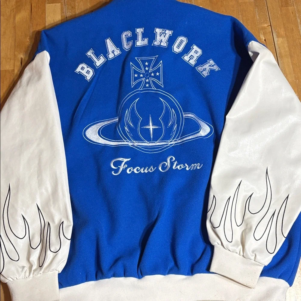 Aelfric Eden Focus Storm Blue and White Varsity Jacket - Picture 6 of 9